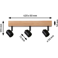Paulmann 66772 Spotlight Arvid 3-flammig E27 230V max.20W Schwarz Holz