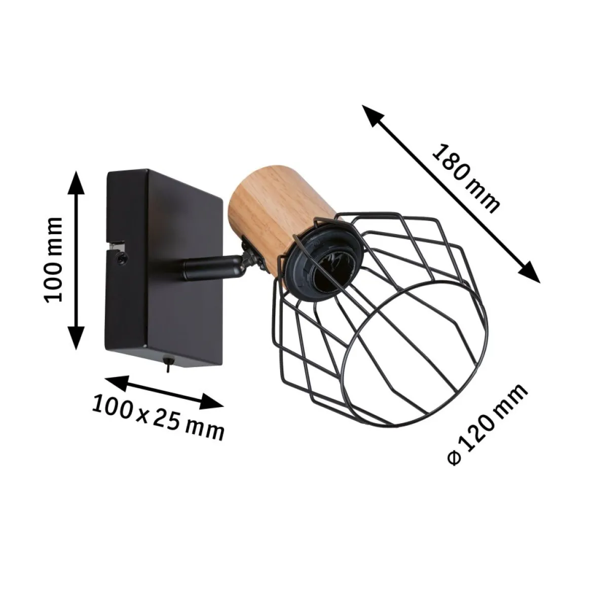 Paulmann 66766 Spotlight Lanka E14 230V max.20W Schwarz Holz