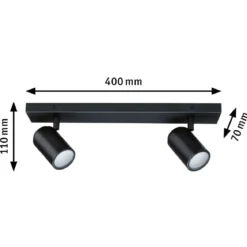 Paulmann 66775 Spotlight Zyli GU10 2-flammig Schwarz matt IP44