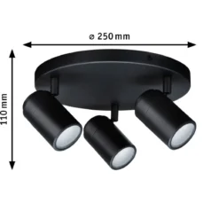 Paulmann 66776 Spotlight Zyli GU10 3-flammig Rondell Schwarz matt IP44