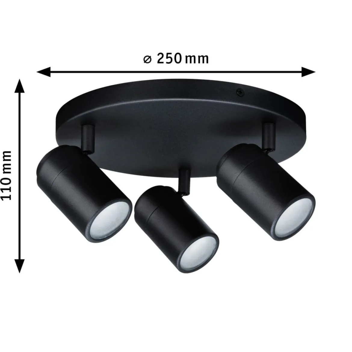 Paulmann 66776 Spotlight Zyli GU10 3-flammig Rondell Schwarz matt IP44
