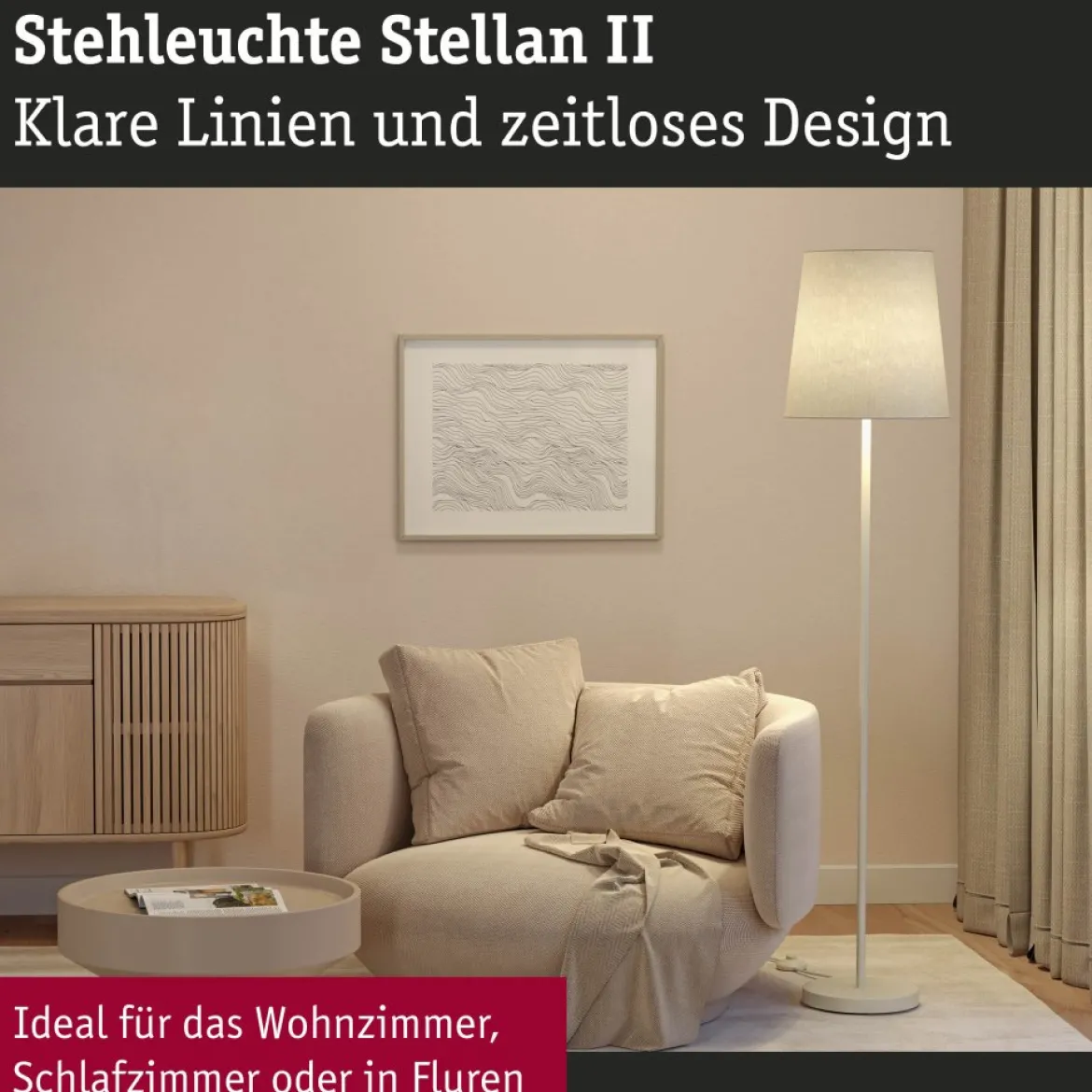 Paulmann 80103 Stehleuchte Stellan II 161cm Creme E27