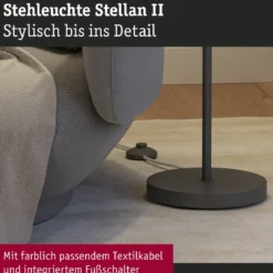 Paulmann 80105 Stehleuchte Stellan II 161cm Grau E27