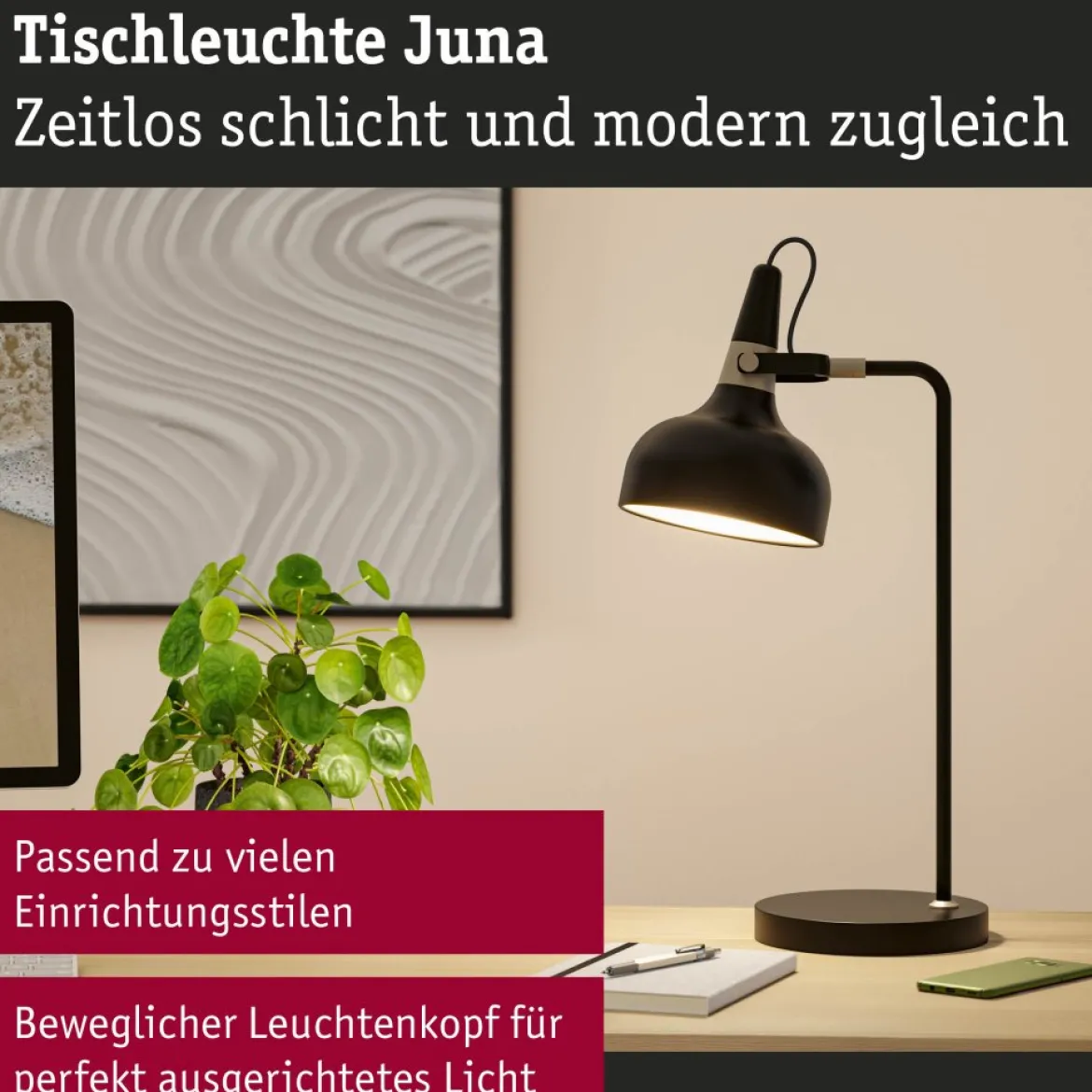 Paulmann 78479 Tischleuchte Neordic Juna Champagner Schwarz E14
