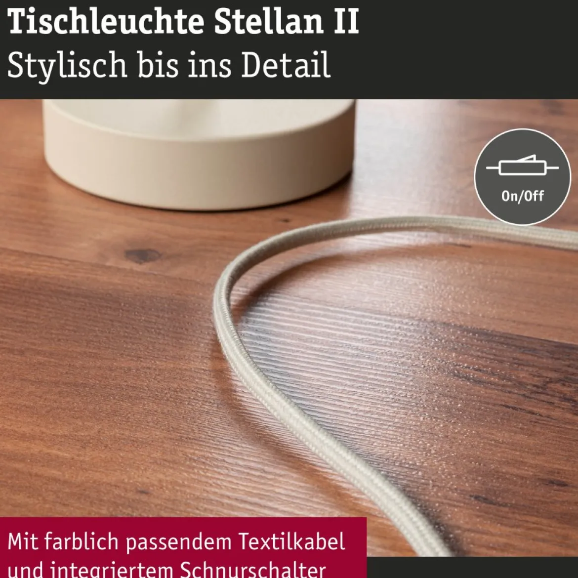 Paulmann 80102 Tischleuchte Stellan II 40cm Creme E27