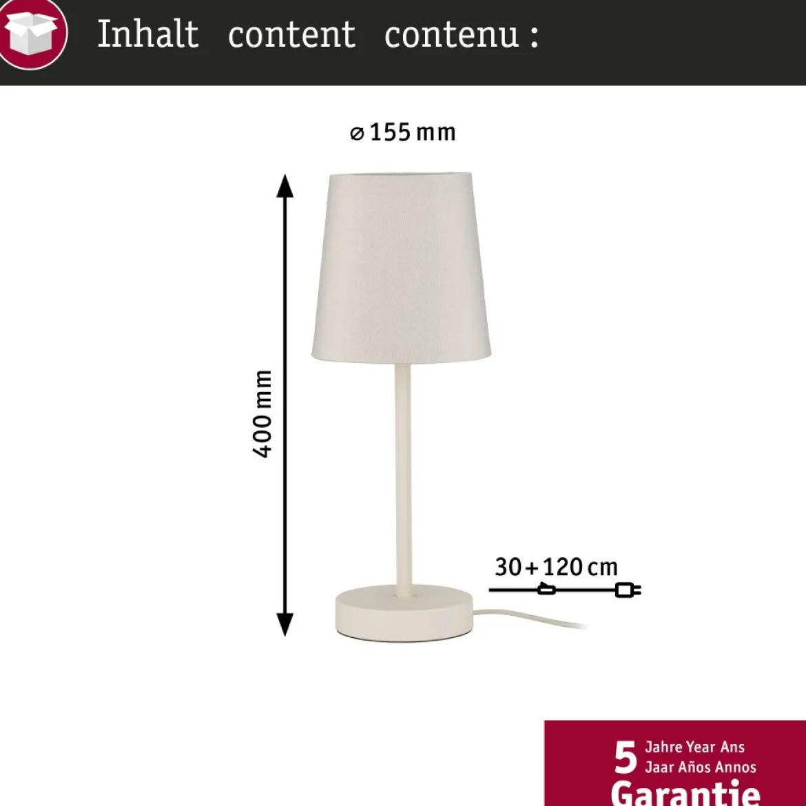 Paulmann 80102 Tischleuchte Stellan II 40cm Creme E27