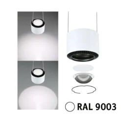 Paulmann 94904 URail LED Pendel Aldan 4000K dimmbar 230V Signalweiß RAL 9003