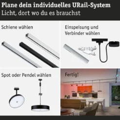 Paulmann 95681 URail LED Pendel Hildor Zigbee RGBW 230V Schwarz matt
