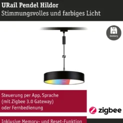 Paulmann 95681 URail LED Pendel Hildor Zigbee RGBW 230V Schwarz matt
