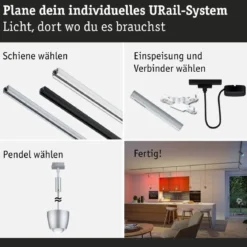 Paulmann 95682 URail LED Pendel Tyros Zigbee RGBW 230V Chrom matt