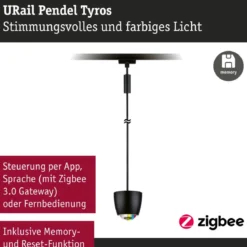 Paulmann 95684 URail LED Pendel Tyros Zigbee RGBW 230V Schwarz matt