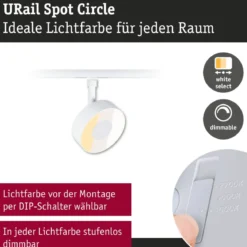 Paulmann 93150 URail LED Schienenspot Circle dimmbar 2700-4000K Signalweiß RAL 9003