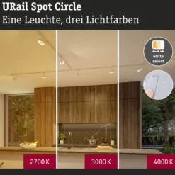 Paulmann 93150 URail LED Schienenspot Circle dimmbar 2700-4000K Signalweiß RAL 9003