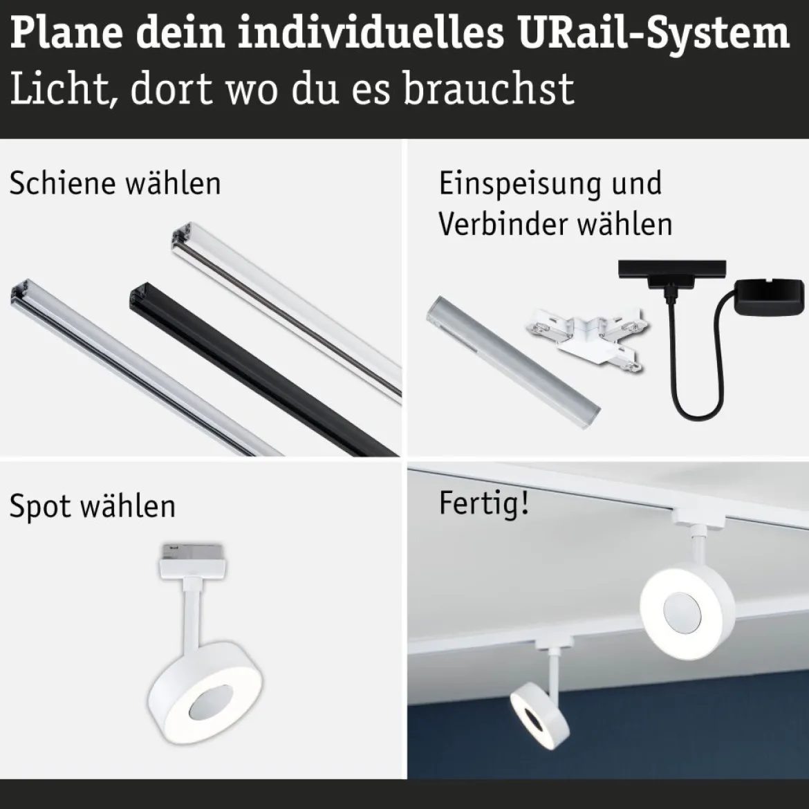Paulmann 95703 URail LED Schienenspot Circle 3000K 3-Step-Dim 230V Signalweiß