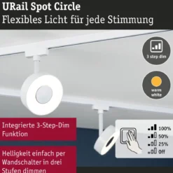 Paulmann 95703 URail LED Schienenspot Circle 3000K 3-Step-Dim 230V Signalweiß