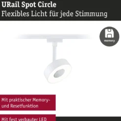 Paulmann 95703 URail LED Schienenspot Circle 3000K 3-Step-Dim 230V Signalweiß