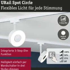 Paulmann 95704 URail LED Schienenspot Circle 4000K 3-Step-Dim 230V Signalweiß
