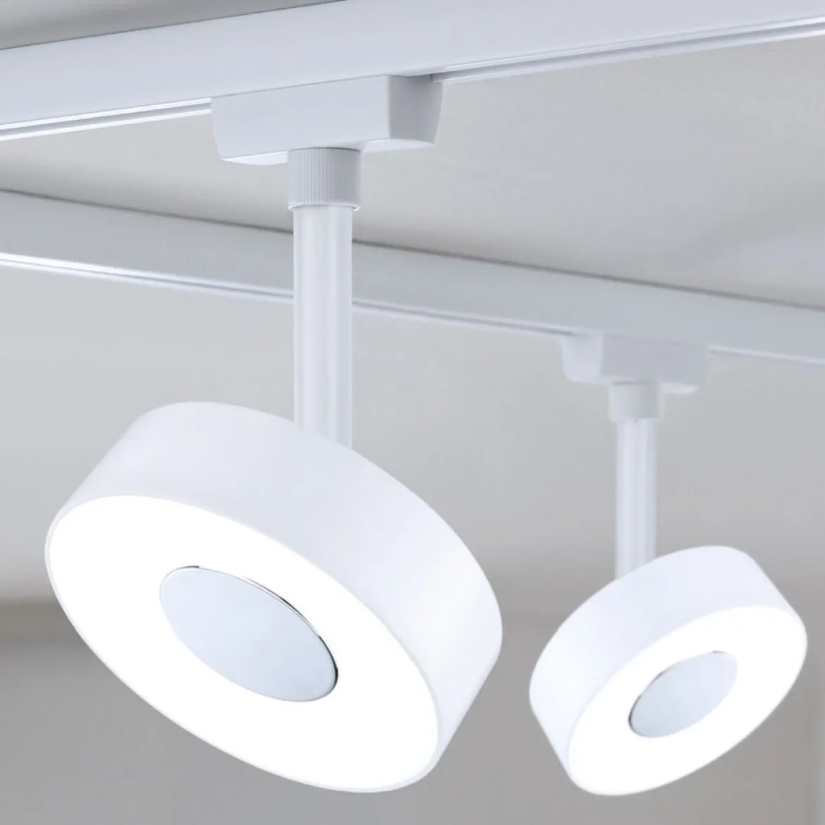 Paulmann 94891 URail LED Schienenspot Circle 3000K dimmbar 230V Signalweiß RAL 9003