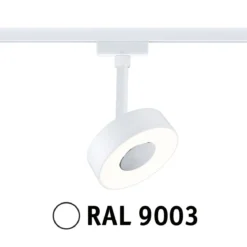 Paulmann 94891 URail LED Schienenspot Circle 3000K dimmbar 230V Signalweiß RAL 9003