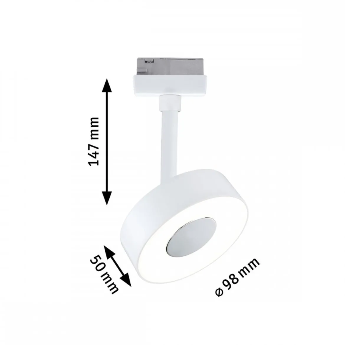 Paulmann 94891 URail LED Schienenspot Circle 3000K dimmbar 230V Signalweiß RAL 9003