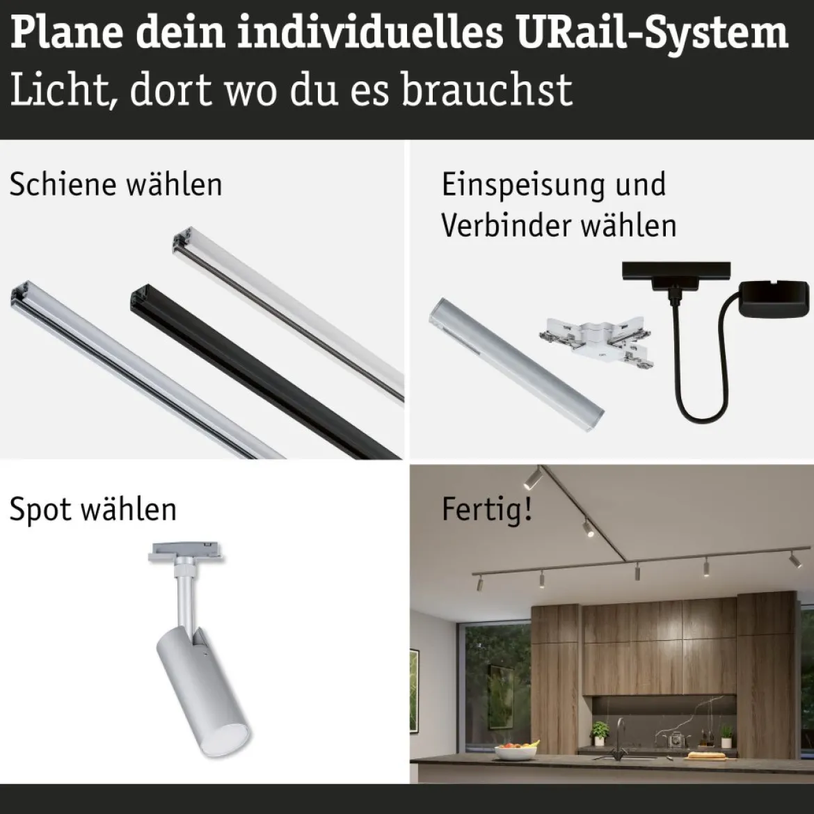 Paulmann 93141 URail LED Schienenspot Tubo 3-Step-Dim 2700-4000K Chrom matt