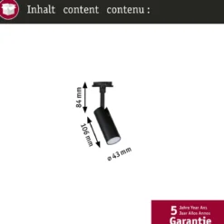 Paulmann 93142 URail LED Schienenspot Tubo 3-Step-Dim 2700-4000K Schwarz matt