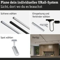 Paulmann 93144 URail LED Schienenspot Tubo 2700-4000K Chrom matt