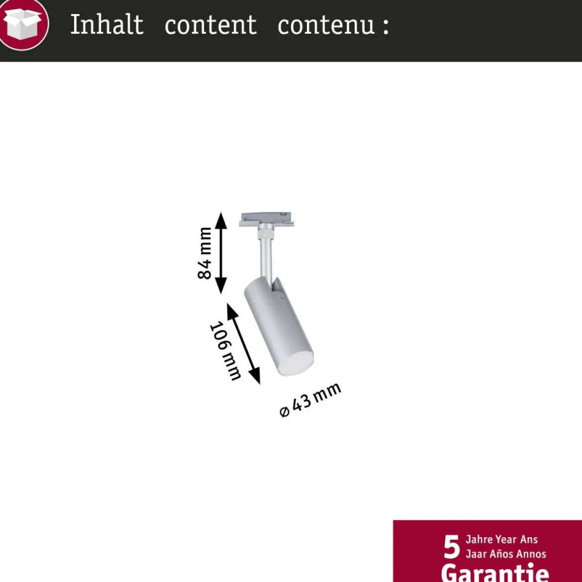 Paulmann 93144 URail LED Schienenspot Tubo 2700-4000K Chrom matt