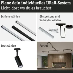 Paulmann 93145 URail LED Schienenspot Tubo 2700-4000K Schwarz matt
