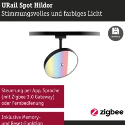 Paulmann 95690 URail LED Spot Hildor Zigbee RGBW 230V Schwarz matt