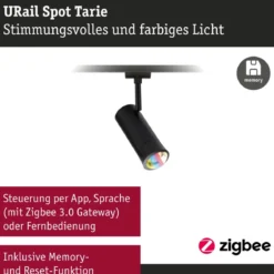Paulmann 95693 URail LED Spot Tarie Zigbee RGBW 230V Schwarz matt dimmbar