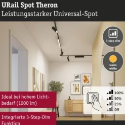 Paulmann 95696 URail LED Spot Theron Schwarz matt 3000K 3-Step-Dim