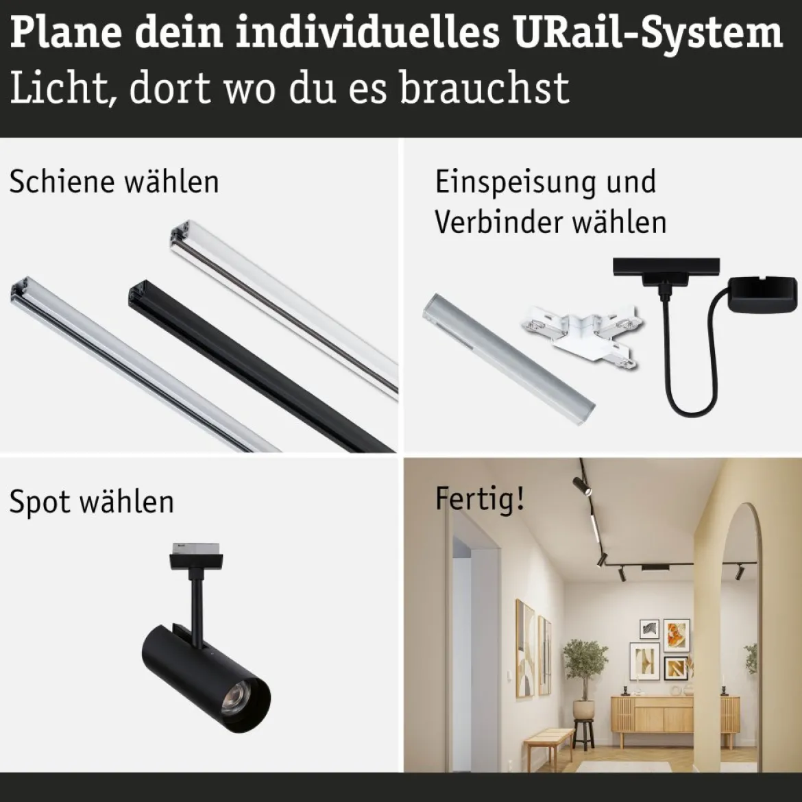 Paulmann 95696 URail LED Spot Theron Schwarz matt 3000K 3-Step-Dim