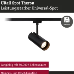 Paulmann 95696 URail LED Spot Theron Schwarz matt 3000K 3-Step-Dim