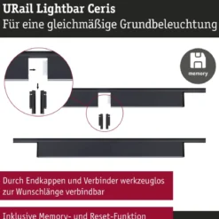 Paulmann 95709 URail Lightbar Ceris Schwarz matt 3000K 3-Step-Dim