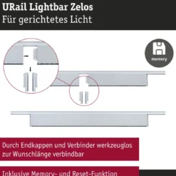 Paulmann 95717 URail Lightbar Zelos Chrom matt 3000K 3-Step-Dim