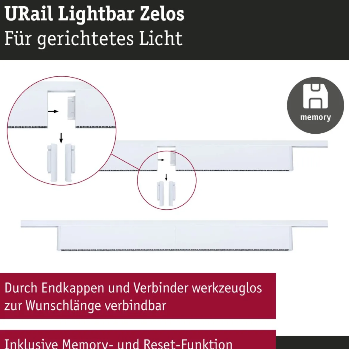 Paulmann 95714 URail Lightbar Zelos Signalweiß 4000K 3-Step-Dim