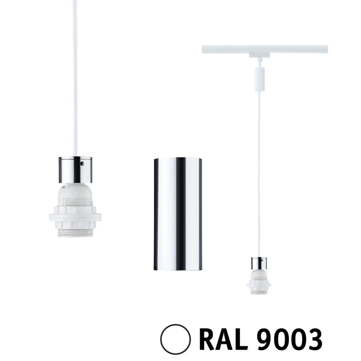Paulmann 94887 URail Pendel 2Easy Basic E27 230V Signalweiß RAL 9003