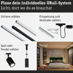 Paulmann 93146 URail Pendel Lirena Schwarz max.10W GU10