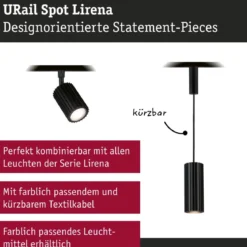 Paulmann 93148 URail Schienenspot Lirena Schwarz max.10W GU10