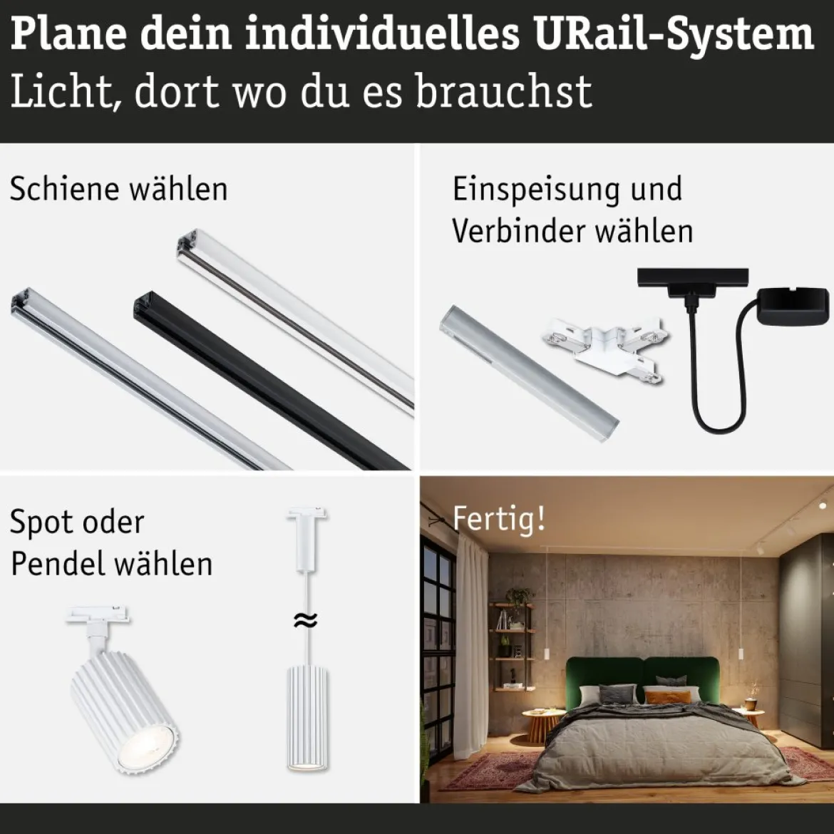 Paulmann 93149 URail Schienenspot Lirena Signalweiss max.10W GU10