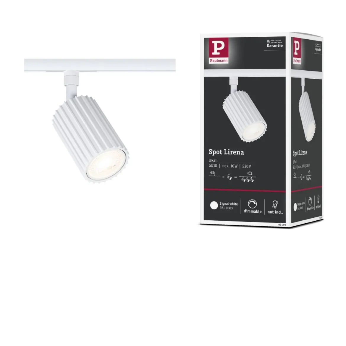 Paulmann 93149 URail Schienenspot Lirena Signalweiss max.10W GU10