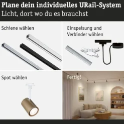 Paulmann 94916 URail Schienenspot Luxe GU10 max. 10W 230V Gold matt Signalweiß