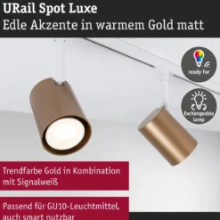 Paulmann 94916 URail Schienenspot Luxe GU10 max. 10W 230V Gold matt Signalweiß
