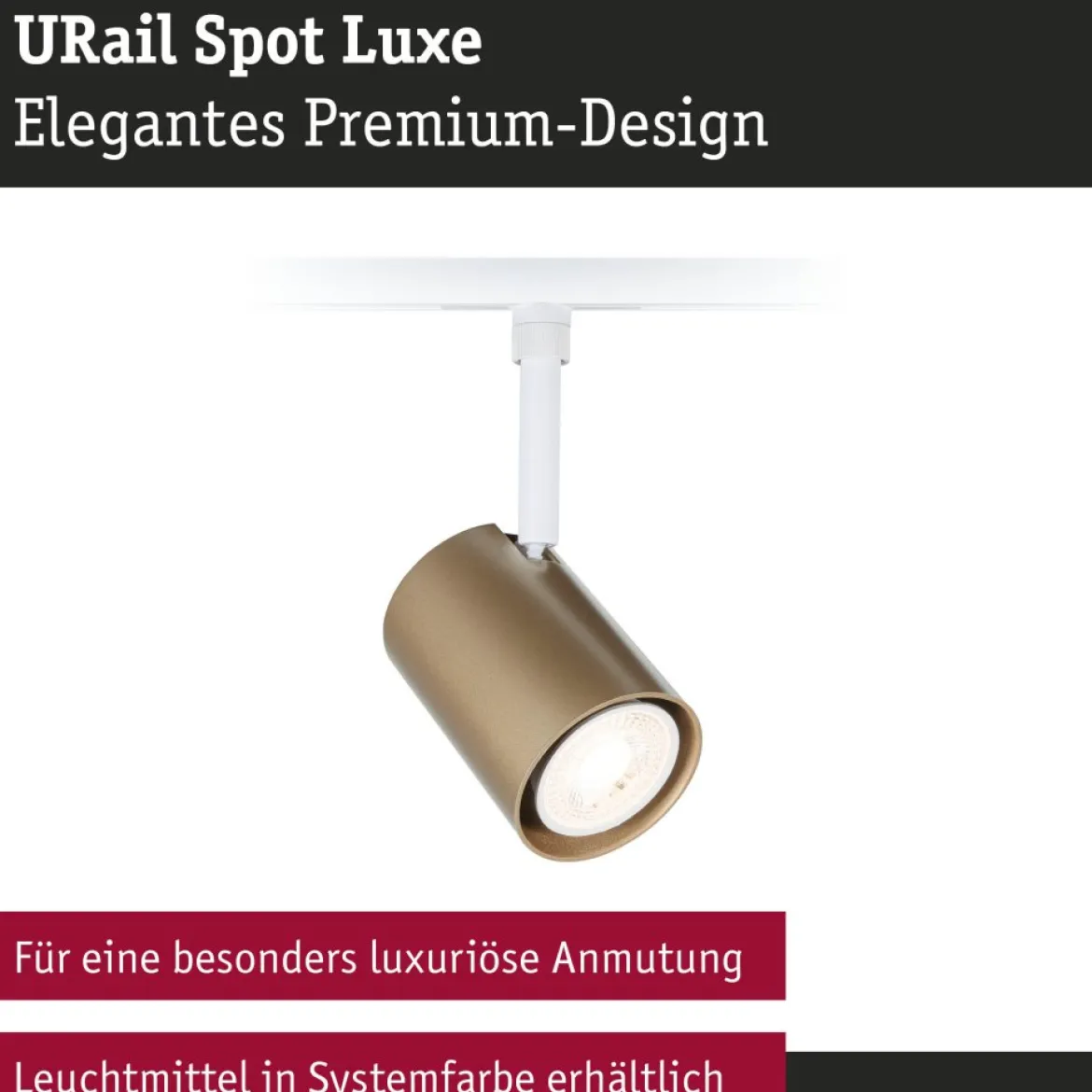 Paulmann 94916 URail Schienenspot Luxe GU10 max. 10W 230V Gold matt Signalweiß