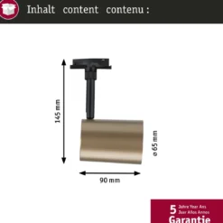 Paulmann 94917 URail Schienenspot Luxe GU10 max. 10W 230V Gold matt Schwarz matt