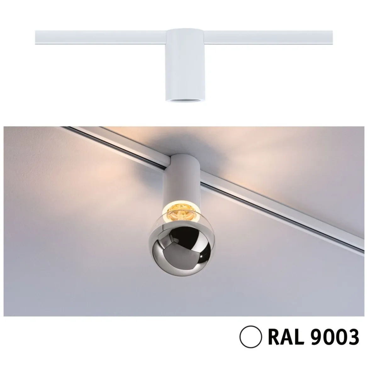 Paulmann 95702 URail Schienenspot Socket E27 max. 20W dimmbar 230V Signalweiß