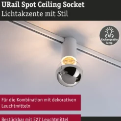 Paulmann 95702 URail Schienenspot Socket E27 max. 20W dimmbar 230V Signalweiß