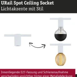 Paulmann 95702 URail Schienenspot Socket E27 max. 20W dimmbar 230V Signalweiß