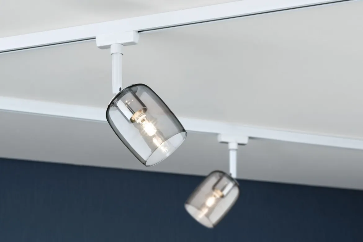 Paulmann 95700 URail Schienenspot Blossom G9 dimmbar 230V Signalweiß Rauchglas